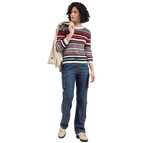 United Colors of Benetton Round Neck Striped Sweater -25A1099W3R68I902 (Size : L) Multicolour