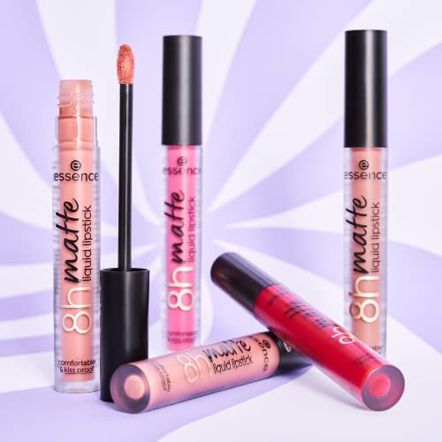 essence 8h Matte Liquid Lipstick, No. 05, Pink, Long-Lasting, Quick-Drying, Vegan, Waterproof, Oil-Free, Alcohol-Free, Pack of 1 (2.5 ml)