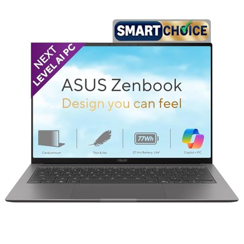 ASUS Zenbook S14 (2026),Smartchoice,Intel Core Ultra 9 (Series 3),16GB RAM,512GB SSD, 3K OLED,Touchscreen, 14"(35.5 cm),Win 11,M365 Basic(1Y),Office 2024,Gray, 1.2 Kg, UX5406AA-SU362WS, Copilot+ PC