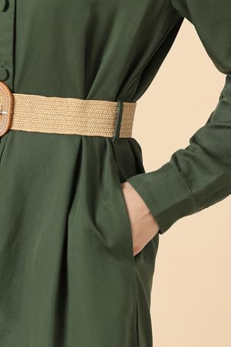 Women Green Solid Casual Dress