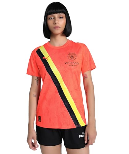 Puma Women's Regular Fit Jerseys (781081_Neon Sun-Black
