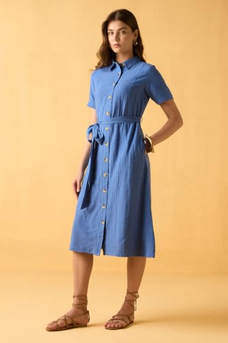 Women Blue Textured Casual Dress