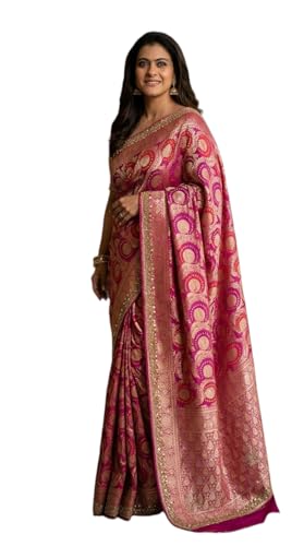 Nineteen6 Women's Pure Jaipuri Bandhani Saree with Unstitched Blouse Piece | Traditional Rajasthani Bandhej Heavy Zari Border Saree for Women | Ethnic Festive & Weddding Wear Saree