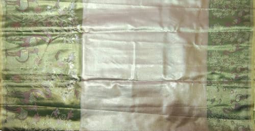 VFCollections Women's Traditional Handloom Kanchipuram Silk Pure Pattu Sarees | Rich Zari Woven Design | Bridal Saree | Unstitched Blouse (Vfc135-8), Pink,Green