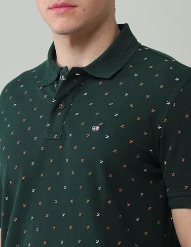 Arrow Sports Men's Green Printed Polo Collar Half Sleeve Casual Cotton Regular Fit Polo Shirt (ASAJTS3458_Green_38)