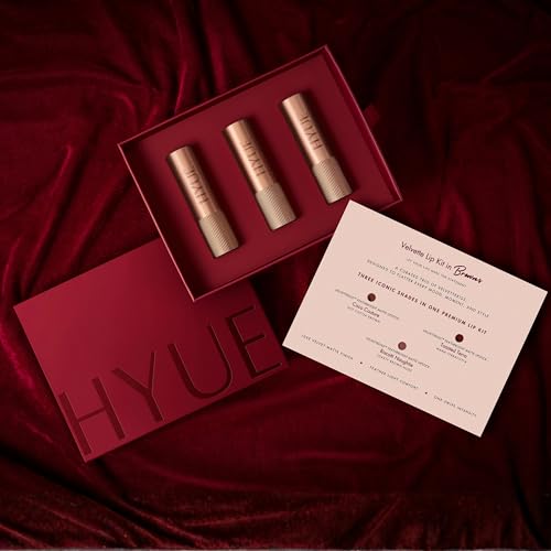 HYUE Velvette Kiss Gift Set | Feather Light & Powder Matte Finish | Long-Wear Intense Color | With Jojoba, Almond & Gooseberry Extracts (Browns)