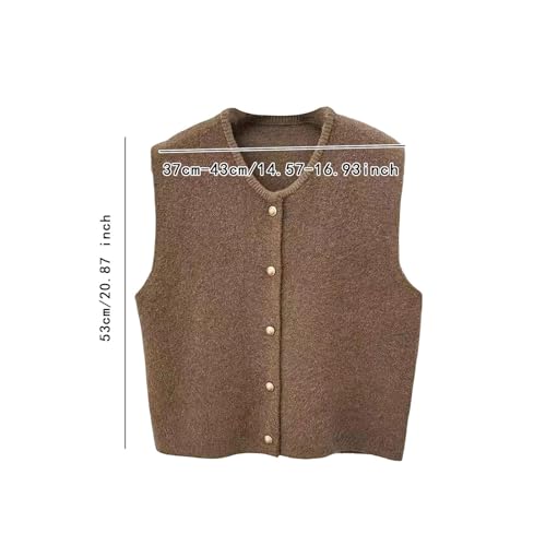 ZOOMELLA Women Knit Cardigan Vest Button Waistcoat for Commuting Indoor Office Coffee