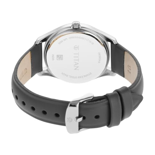 Titan Plain 3 Hands Work Wear Blue Round Dial Grey Colour Leather Strap Womens Watch - NR2639SL06