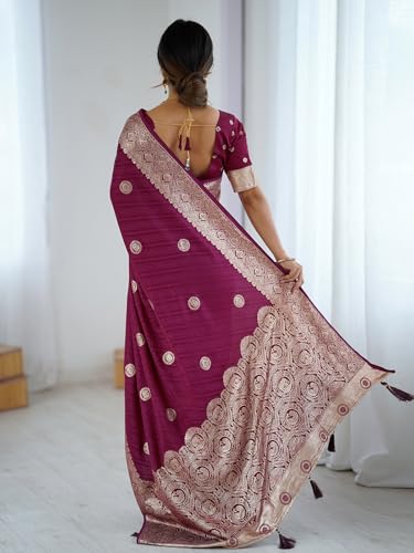 Satrani Women'S Silk Weaving Saree With Unstitched Blouse Piece (4612S6959N_Wine)