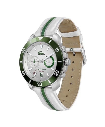 Lacoste Toronga Qtz Multifunction Silver Round Dial Men's Watch|Multicolor Nylon Material|Multiple Color Band - 2011340