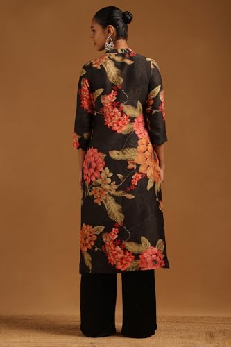 Soch Womens Black Muslin Floral Kurta