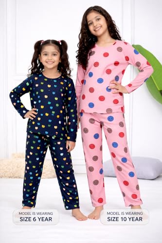 NammaBaby Baby Girls Full Sleeve T-Shirt Pajama Set Pack of 2 | Cotton Night Suit Soft & Cozy | 9-10 Years