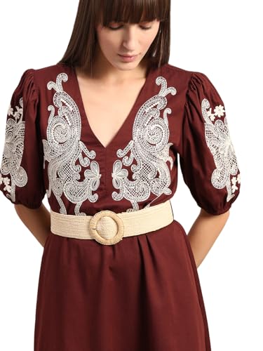 VERO MODA Women's Fit and Flare Brown Dress