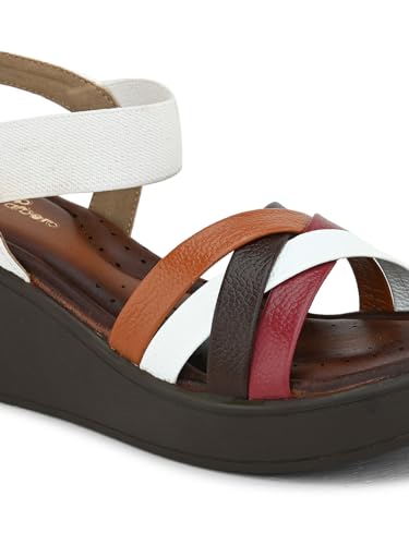 pelle albero Women's White Leather Slip-On Wedge Heel Sandals PA-LM-FR10_WHITE_38