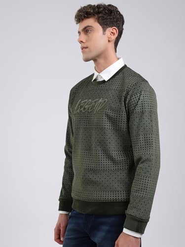 Monte Carlo Mens Regular Fit Printed Pull On Full Sleeve Winter Sweatshirt | Stylish Sweatshirt for Men |Comfortable Casual Winter Wear for Men's Olive XL (Pack of 1)
