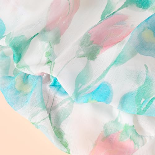 Hopscotch Girls Sleeveless White Watercolor Floral Bodysuit For Ages (9-12 Months)