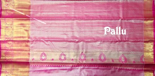 VFCollections Women's Traditional Handloom Kanchipuram Silk Pure Pattu Sarees | Rich Zari Woven Design | Bridal Saree | Unstitched Blouse-8 (VFC725-3)