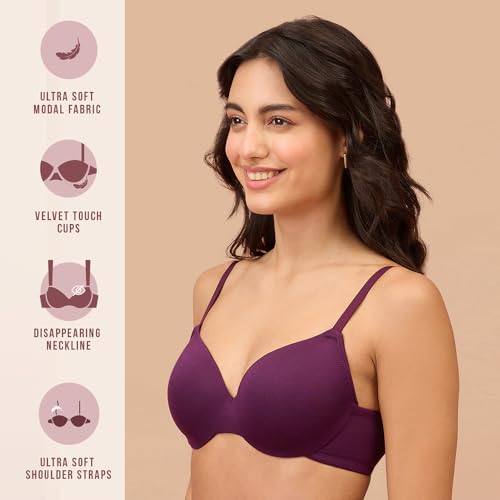 Nykd By Nykaa Super Soft Luxe Modal Padded Cushioned Wire T-Shirt Bra NYB218 Grape