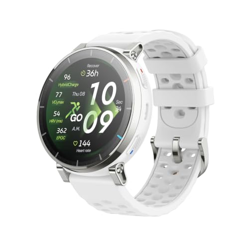 Amazfit Active 3 Premium GPS Running Smart Watch,1.32" AMOLED Sapphire Display,12-Day Battery,4GB Storage,Offline Maps,170+ Workout Modes,5 ATM,Heart Rate & Fitness Tracker,Android & iOS, Aero White