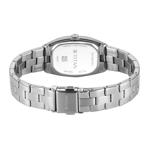 Titan Work Essentials with Lt Blue Dial Silver Metal Strap Watch for Women - 95378SM01