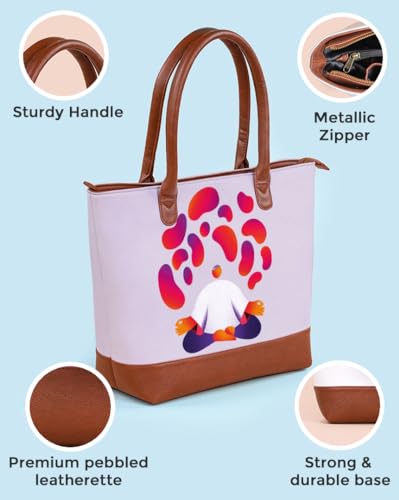 Kalānkit Large Capacity Tote Bags For Womens | Office Tote Bag For Women | Vegan Leather Purse Handbag For College, Office, Travel | Ladies Tote Bag Purse Handbag With Zip