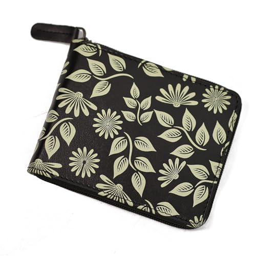 WildHorn Women’s Zip Around Wallet – Premium Leather Floral Print Purse | Stylish Clutch with Zipper Closure & Multiple Card Slots for Ladies & Girls (BLACK1)