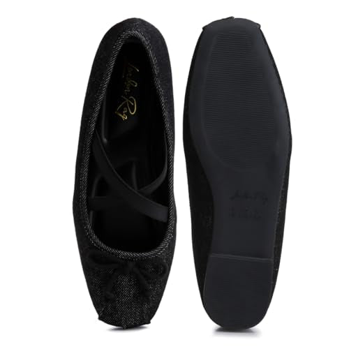 London Rag Criss Cross Strap Ballet Flats Black