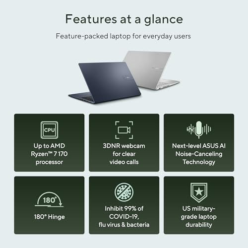 ASUS Vivobook 15 (2026),AMD Ryzen 7 170,Fingerprint Sensor,16GB RAM,512GB SSD,FHD, 15.6",(39.6 cm), Windows 11, M365 Basic(1 Year)* Office 2024,Quiet Blue,1.70 kg, M1502NAQ-BQ120WS,Thin & Light Laptop
