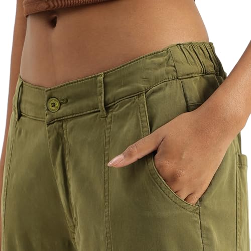 United Colors of Benetton Solid Easy Pull On Washed Cargo Pants (Size : 34) - 25A4DVKDF06GG20T Olive