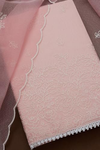 Soch Womens Pink Kota Embroidered Unstitch Dress Material With Thread Work