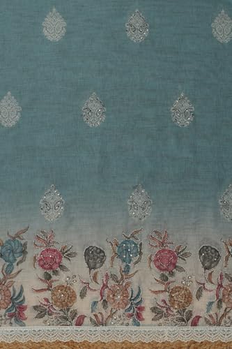 Soch Womens Powder Blue Kota Floral Dress Material With Sequins