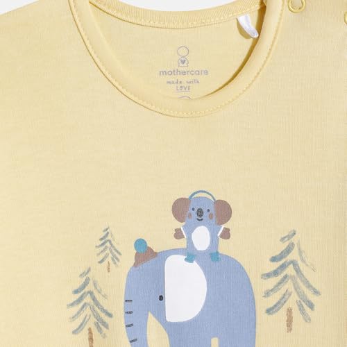 Mothercare Unisex Cozy Animals Printed Full Sleeve All-In-One - Pack of 2 - Yellow/Green