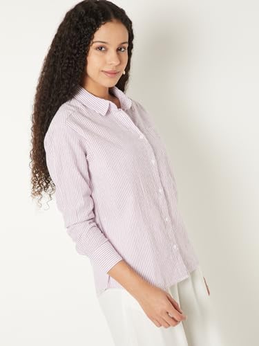 Max Women Regular Fit Striped Shirt (Pink_XXL)