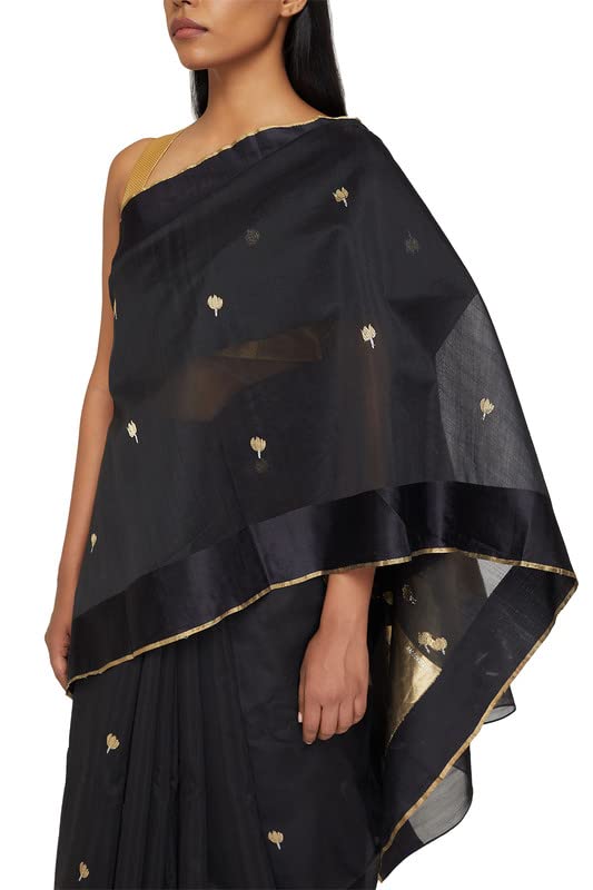 Satya Paul Grey Cotton Silk Printed Woven Women Saree with Blouse piece