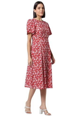 Van Heusen Women's Polyester Modern Above The Knee Dress (VWDRFRGFB78551_Red