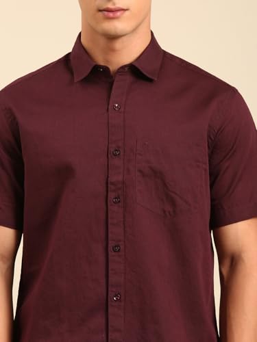 Cavallo by Linen Club Half Sleeve Solid Regular Fit Linen Casual Shirt
