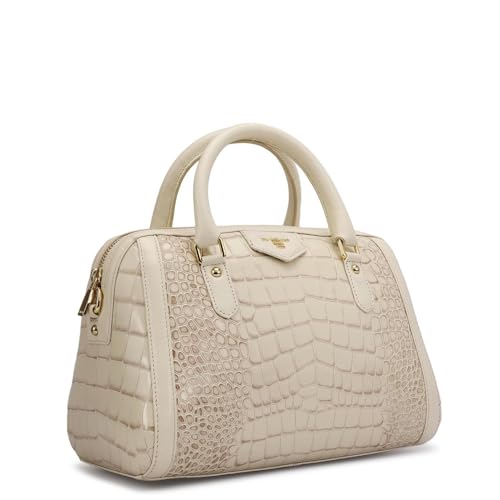 Da Milano Leather White Satchel Bag for Women (00355A-OL)