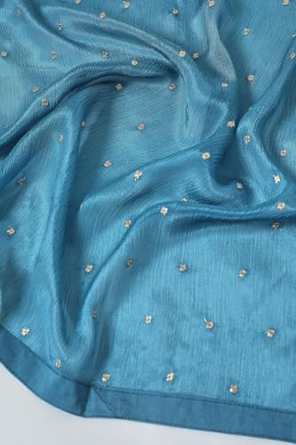 Soch Womens Powder Blue Ethnic Motifs Print Chinon Suit Set