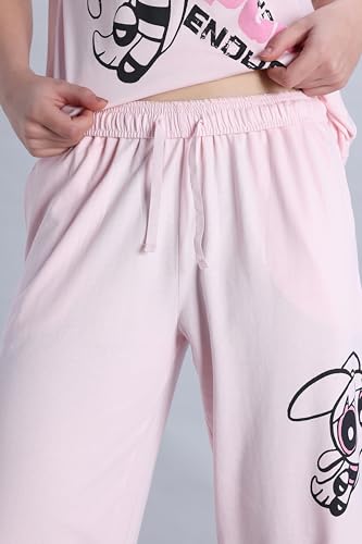 Zivame Power Puff Knit Cotton Loungewear Set-Barely Pink, S