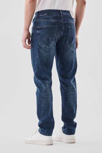 SNITCH Men Casual Jeans | Relaxed Fit Straight Leg Mid Rise | Durable Cotton Blend with Medium Stretch for Everyday Comfort & Style | Ink Blue