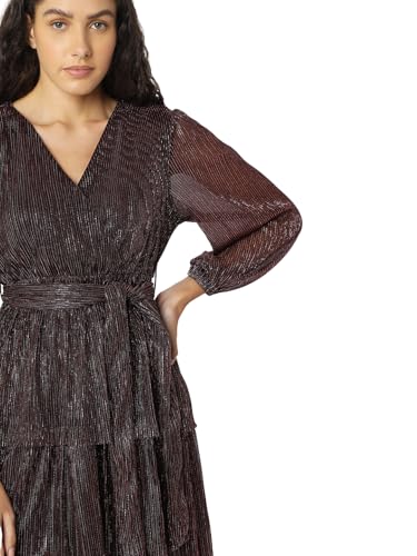 VERO MODA Women's Fit and Flare Maroon Dress