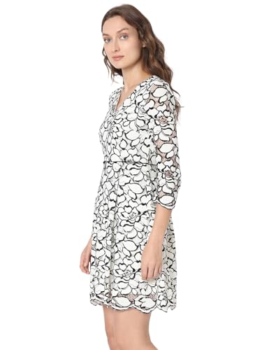 VERO MODA Women Floral Print White Cotton Above Knee Length A-Line Dress