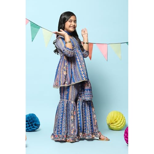 BIBA GIRL PRINTED GATHERED KID(KW5450_BLUE_7)