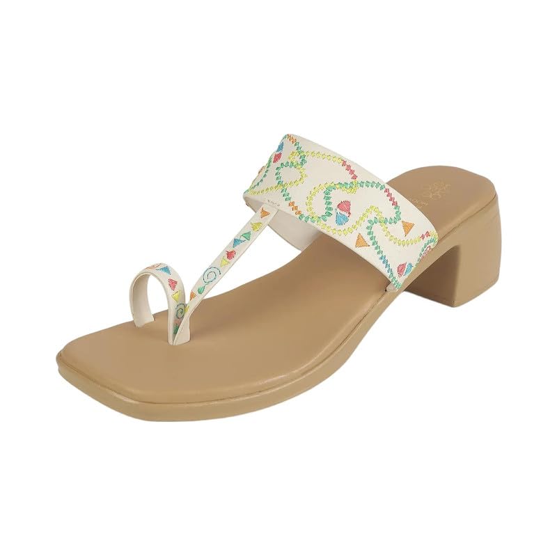 tresmode ATHI White Women's Dress Block Heel Sandals in Size 5 UK / 38 EU