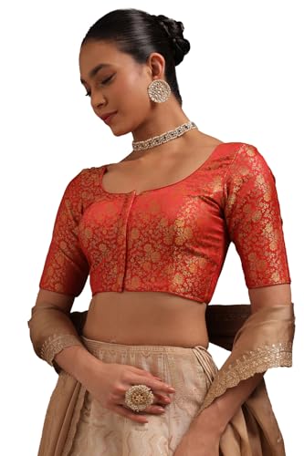 Soch Womens Red Tussar Floral Print Padded Blouse