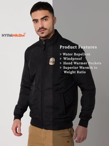 Wildcraft Men Sierra Solid Nylon Blend Collored Casual Quilted Jacket, Full Sleeve - Regular fit, Black, S