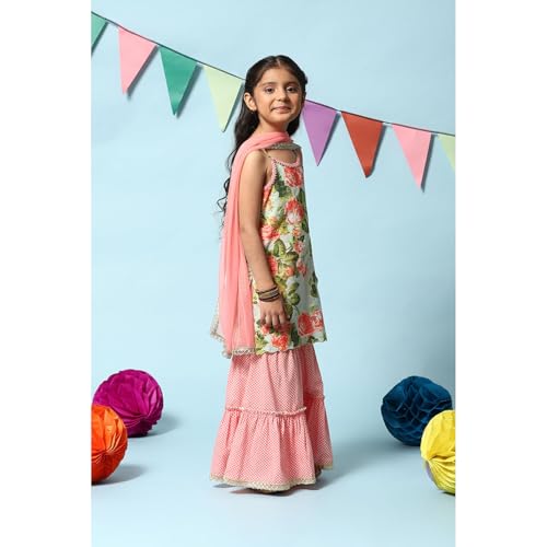 BIBA GIRL PRINTED A Line KID(KW4983_TURQUOISE_11)
