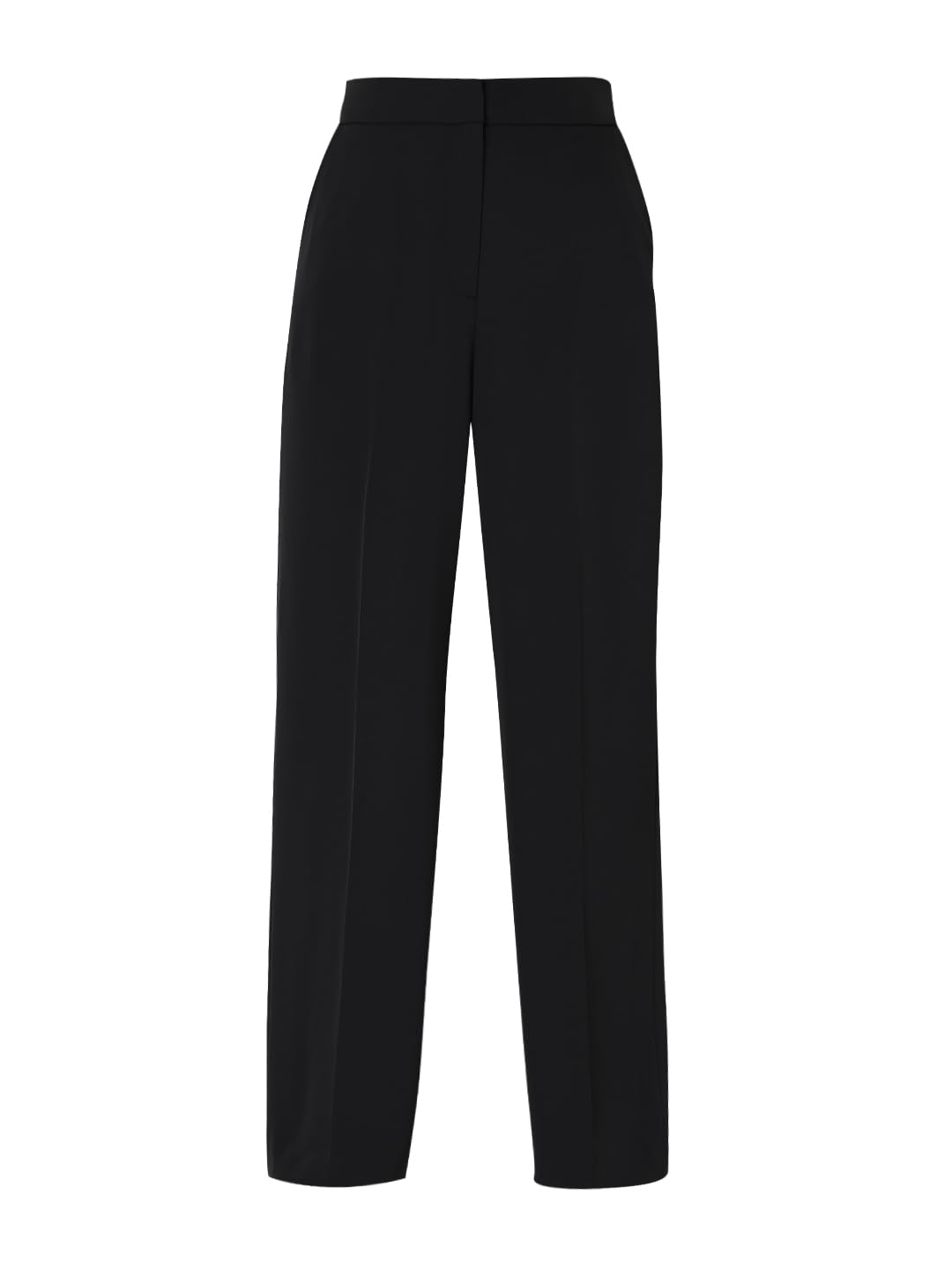 VERO MODA Women Solid Black Polyester Straight Fit High-Rise Pants