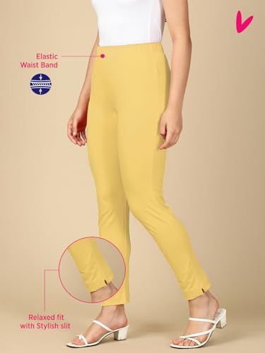 Lux Cozi PYNK Women's Solid Premium Cotton Lycra Kurtipant with Side Pocket_COZI_PYNK_KURTIPANT_77_FS_1PC Cream