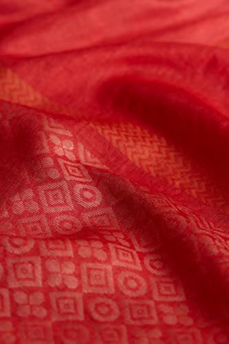 Taneira Women Red Pure Tussar Silk Chattisgarh Woven Saree With Unstitched Blouse Piece (SAPH01AB2954-Red)
